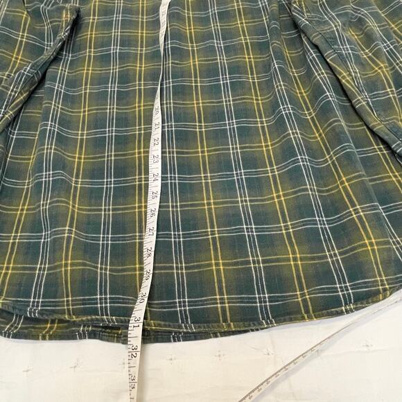 Duluth Trading Co Men’s L Green Plaid Flannel Shirt Long Sleeve Button-Down - Picture 7 of 11